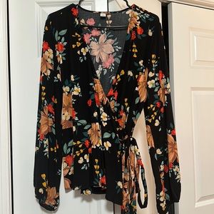Floral wrap top
